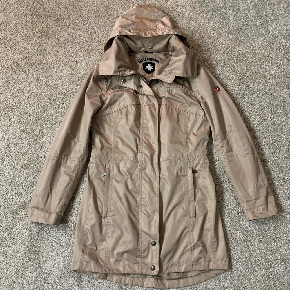 Women's WELLENSTEYN Beige VICTORIA Hooded KNEE Length JACKET Coat  GERMANY  S